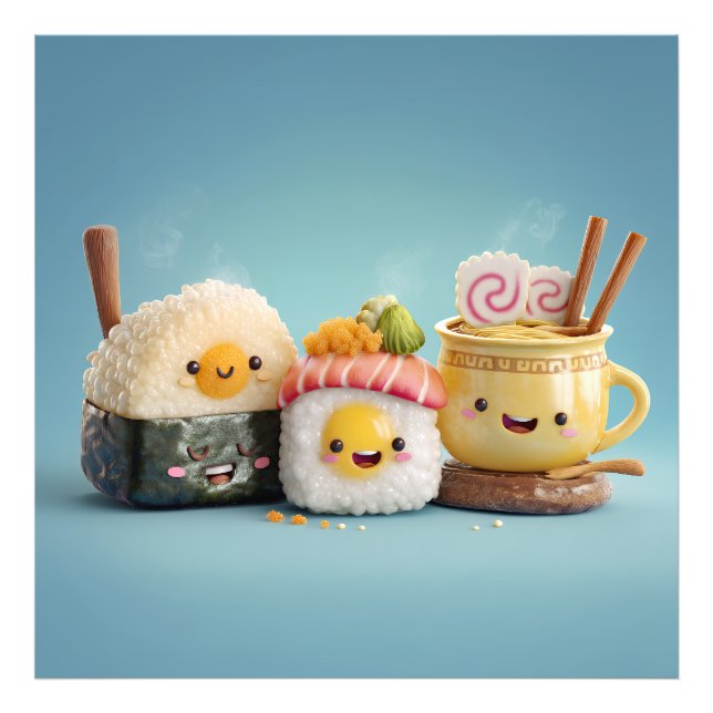 Foto Trio de Sushi Azul Kawaii (Frente)