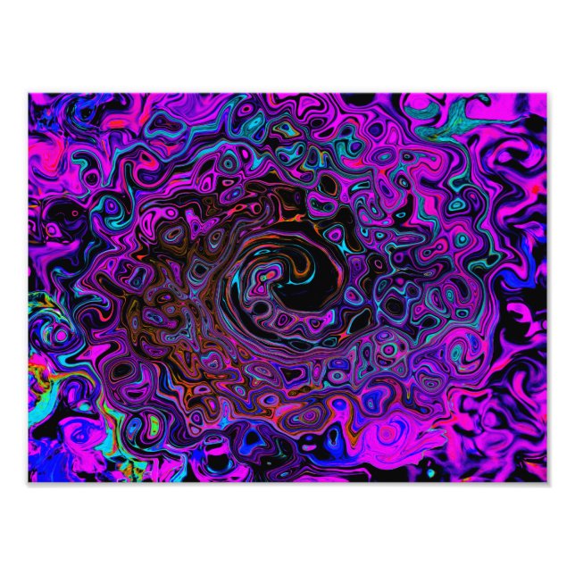 Foto Trippy Black and Magenta Retro Liquid Swirl (Frente)