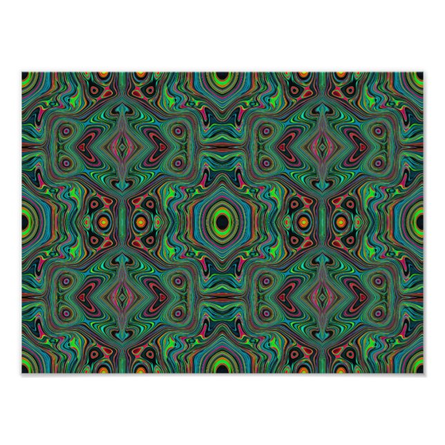 Foto Trippy Retro Black and Lime Green Abstract Pattern (Frente)