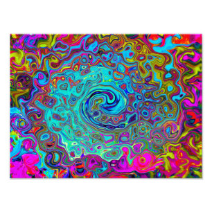 Foto Trippy Sky Blue Abstrato Retro Liquid Swirl