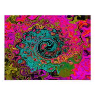 Foto Trippy Turquoise Abstrato Retro Liquid Swirl