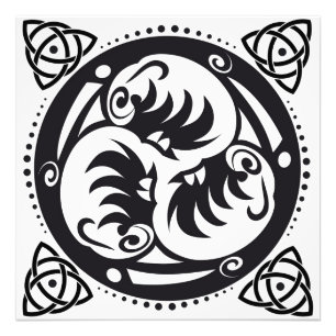 Foto Triskelion Celtic Knot Mandala Design Black