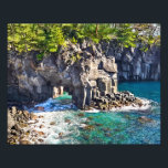 Foto Tropical Blue Pacific Basalt Jogasaki Coast Japan<br><div class="desc">Travel to the Japanese tropics with authentic photography of the Jogasaki Coast on the Izu Peninsula, Japan. The unique geometric basalt formations, natural arch and Asian pines, surrounded by the jewel toned Pacific Ocean, create a striking scene. This print is the perfect way to bring the coast into your home...</div>