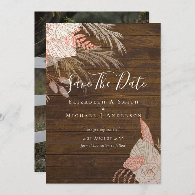 Foto tropical Salvar Datas PAMPAS GRASS Terracotta (Frente/Verso)