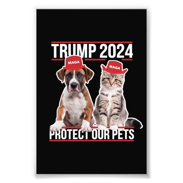 Foto Trump 2024 Proteja Nossos Cães de Gato Pets MAGA (Frente)