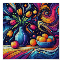 tulipas coloridas e laranjas frescas