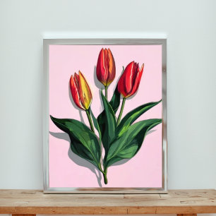 Foto Tulipas Vermelhas e Amarelas Vibrantes a Rosa