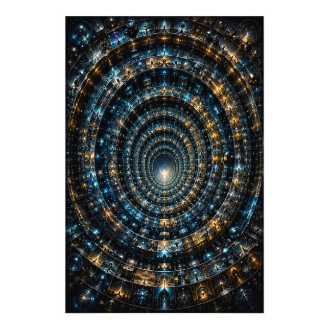 Foto Túnel de Mosaico Micro Còsmico Infinito Poster 3D (Frente)