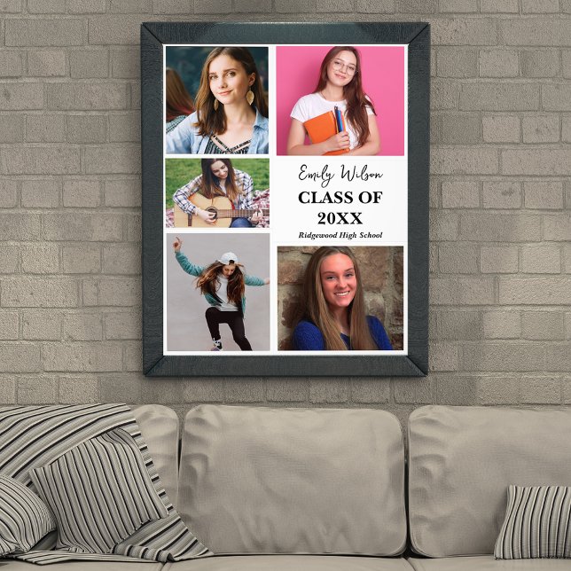 Foto Turma de 2026 Anúncio de Formatura dos Veteranos (Class of 2026 Graduation Announcement Poster | Multi Photo Senior Graduation Keepsake Print)