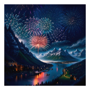 Foto Twilight Mountain com fogos de artifício