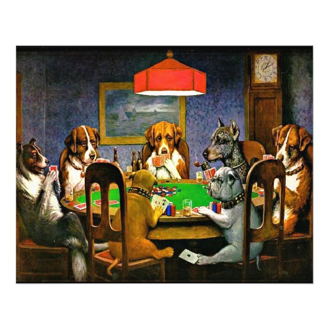Foto Um Amigo em Apuros, Cães Jogando Pôquer, (Frente)