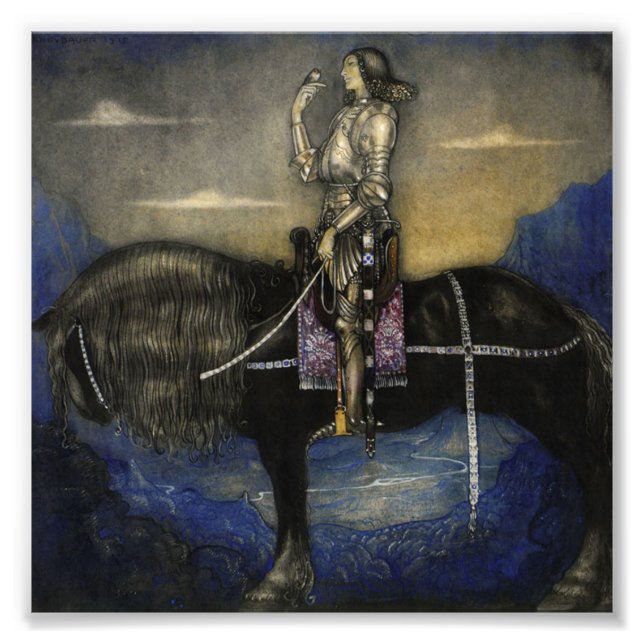 Foto “Um Cavaleiro Cavalgou”Aquarela de John Bauer (Frente)