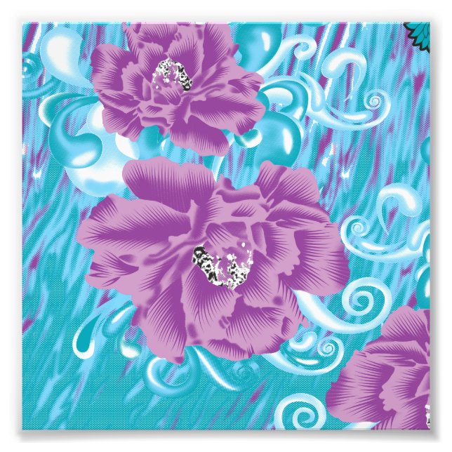 Foto Um design têxtil vibrante com roxo e turq (Frente)