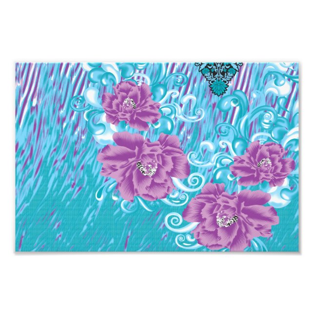 Foto Um design têxtil vibrante com roxo e turq (Frente)