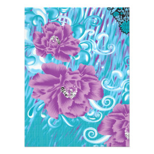 Foto Um design têxtil vibrante com roxo e turq