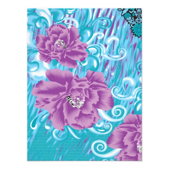 Foto Um design têxtil vibrante com roxo e turq (Frente)