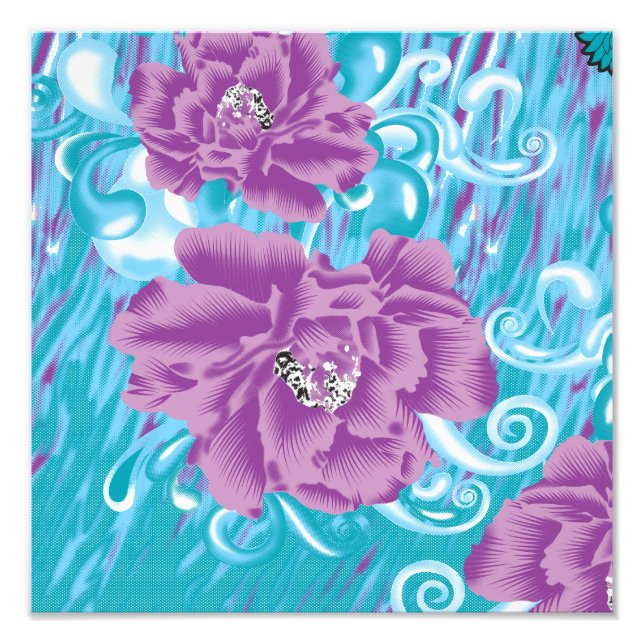 Foto Um design têxtil vibrante com roxo e turq (Frente)