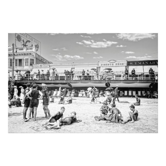 Foto Um dia em Atlantic City Beach e Boardwalk 1904 (Frente)