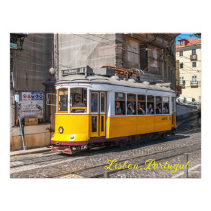 Foto Um elétrico icônico, amarelo, Lisboa, Portugal