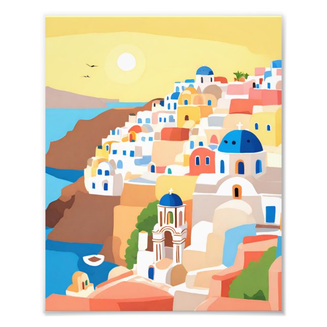 Foto Uma bela Pintura Da Ilha De Santorini (Frente)