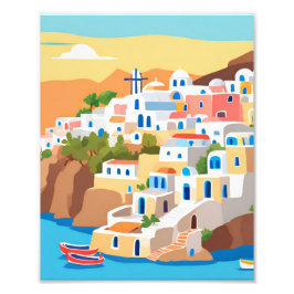 Foto Uma bela Pintura Da Ilha De Santorini