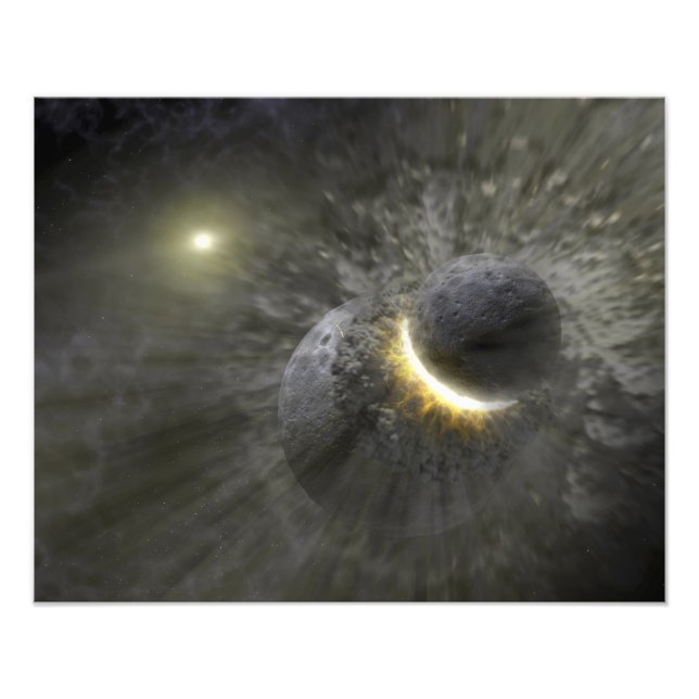 Foto Uma colisão entre objetos maciços no espaço (Frente)