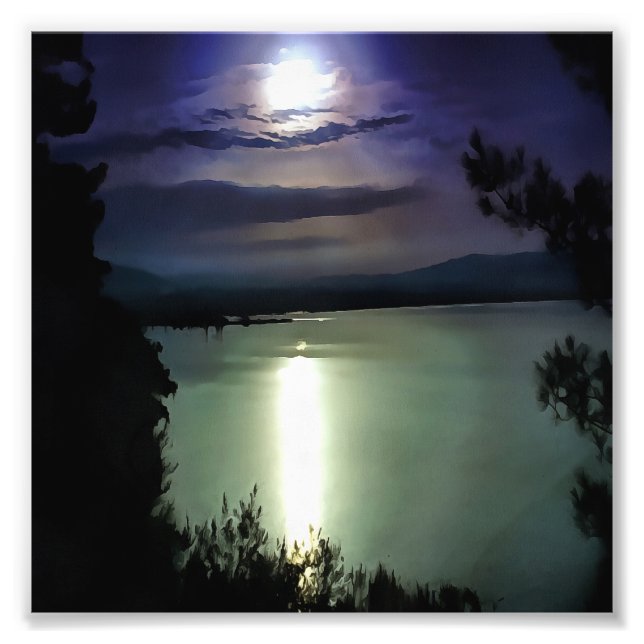 Foto Uma Lua Cheia Que Reflete A Arte Náutica Do Egeu (Frente)