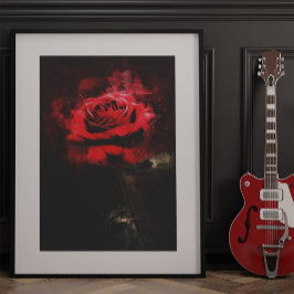 Foto Uma Rosa Vermelha Aquarela em Fundo Preto