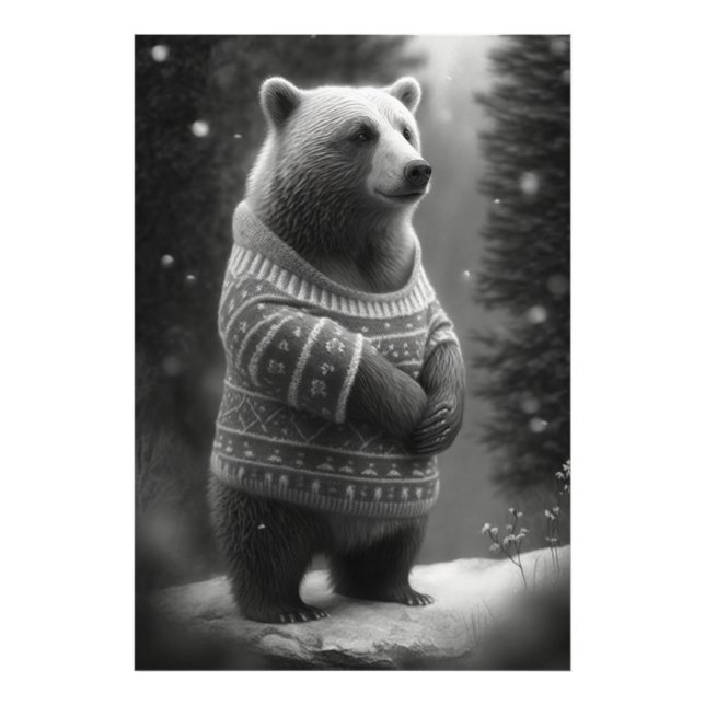 Foto Urso Adorável Vestindo um Suéter Louco (Frente)