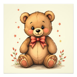 Foto Urso marrom pequeno e fofo com gravata