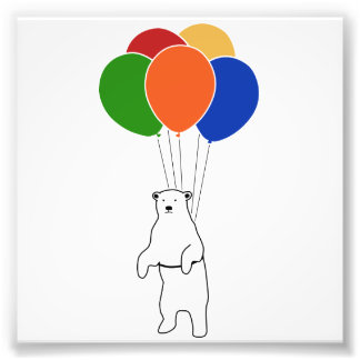 Foto Urso Polar Voador com Balões de Aniversário