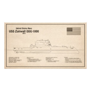 Foto USS Zumwalt - Planos de Impressão Blueprint de Ent