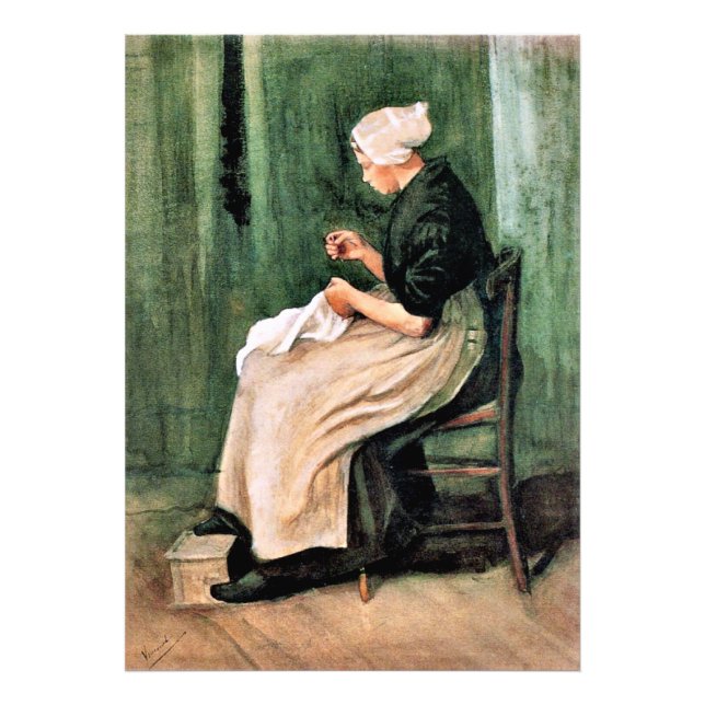 Foto Van Gogh. Mulher de Scheveningen Costurando, (Frente)