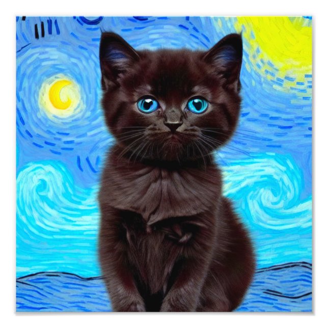 Foto Van Gogh Starry Night Black (Frente)