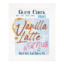 Vanilla Latte Oat Milk Café Convidado Cheque Receb