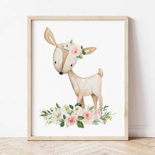 Foto Veado, Animais Da Floresta, Boho, Flores Rosa