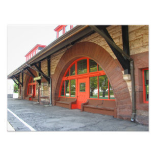 Foto velha do ~ do estação de caminhos-de-ferro