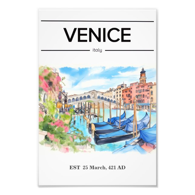 Foto Venice Rialto Bridge watercolor poster (Frente)