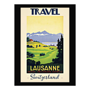 Foto Viagem Lausanne, poster vintage Suiça,