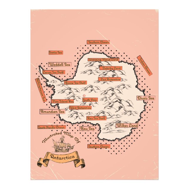 Foto Viagem mapa ilustrado Antártico (Frente)