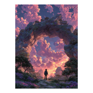 Foto Viajante no Arco do Pôr do Sol Paisagem de Fantasi