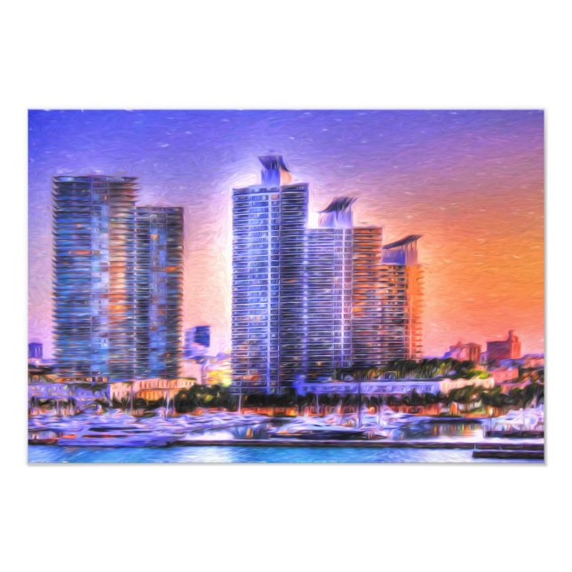 Foto Vibrant Miami Skyline Sunrise (Frente)