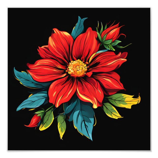 Foto Vibrant Red Dahlia (Frente)