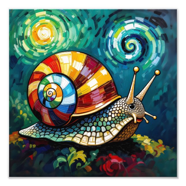 Foto Vibrantly Colorful Impasto Whimsical Snail (Frente)