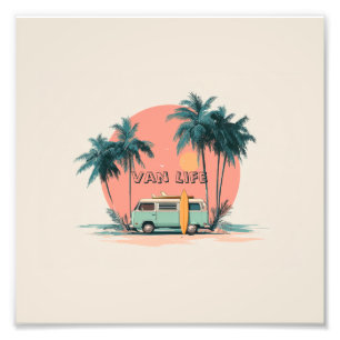 Foto Vida em Van – Arte de Camper de Praia Retrô