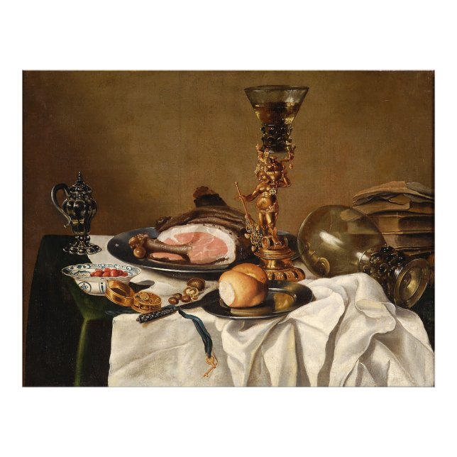 Foto Vida tranquila com presunto, livros e embarcações  (Frente)