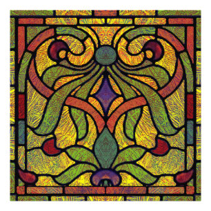 Foto Vidro conservado vitoriano em verde e Dourado