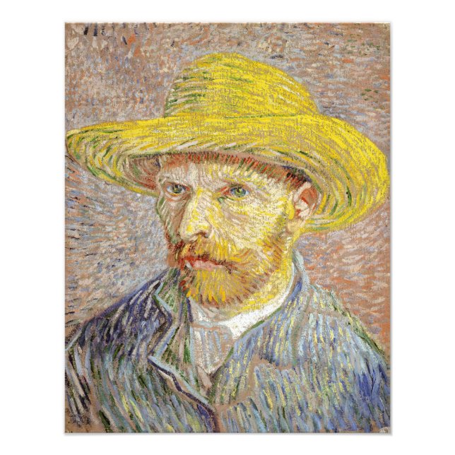 Foto Vincent van Gogh - Autorretrato com Chapéu de Palh (Frente)