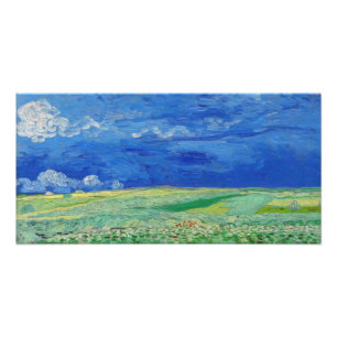 Foto Vincent van Gogh - Campos de trigo sob nuvens de t