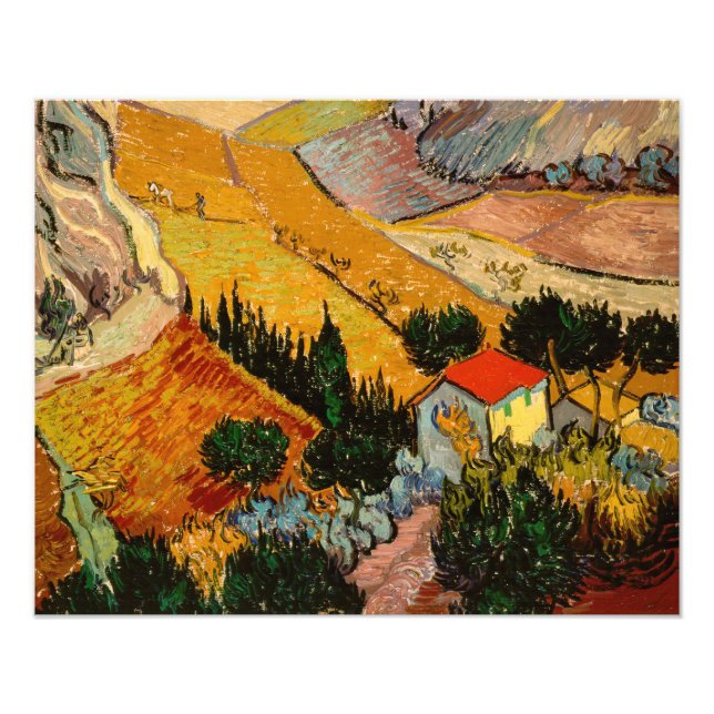 Foto Vincent van Gogh - Paisagem, Casa e Plowman (Frente)